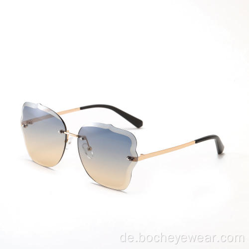 Fashion Rimless Luxury Neueste Strass übergroße UV400 Schatten Sonnenbrille Männer 2021
